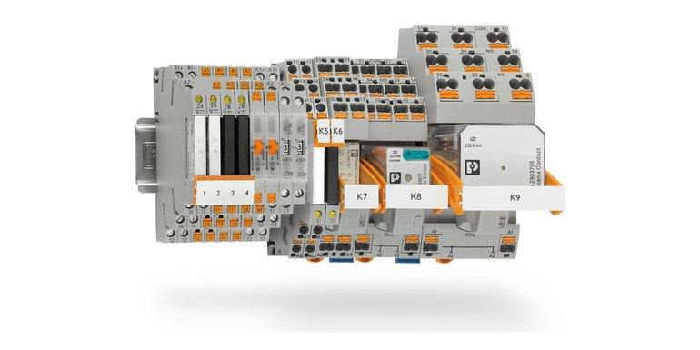 Phoenix Contact PLC-INTERFACE relay modules on DIN rail